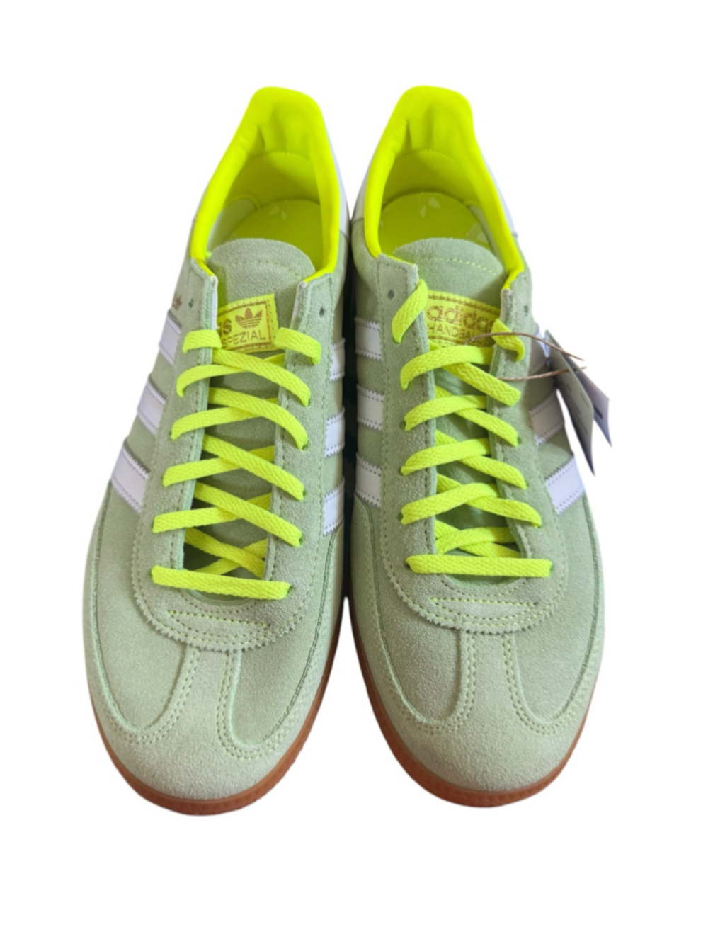Women’s Adidas Handball Spezial Sneakers in Green and Yellow, size 9.5